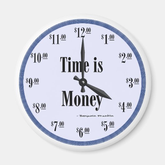 Zeit ist Geld - Blue Clock Face Magnet (Vorne)