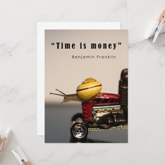 Zeit ist Geld Karte (Vorderseite/Rückseite Beispiel)