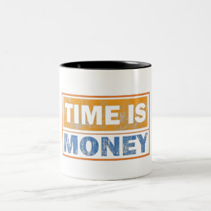 Zeit ist Geld Motivations-Kaffeetasse Zweifarbige Tasse
