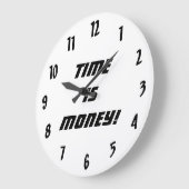 Zeit ist Geld! - Schwarz und Weiß! Große Wanduhr (Winkel)
