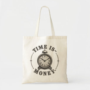 Zeit ist Geld Vintage-Wecker Motivational Tragetasche
