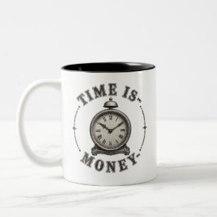 Zeit ist Geld Vintage-Wecker Motivational Zweifarbige Tasse