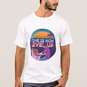Zeit Ist Jetzt Level Up Retro Gamer Arcade 80er T-Shirt