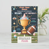 Zeit Kinder Jungs Ticket Fußball 1 Geburtstag Einladung (Stehend Vorderseite)