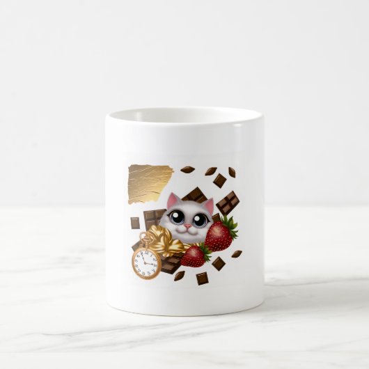 Zeit, Leckereien und Whiskers Kaffeetasse (Mittel)