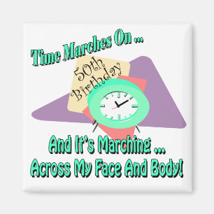 Zeit-März auf 50. Geburtstags-Geschenken Magnet