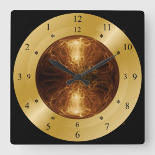 Zeit Maschinenuhr ~ Golden Electric Planet ~ * ~ Quadratische Wanduhr