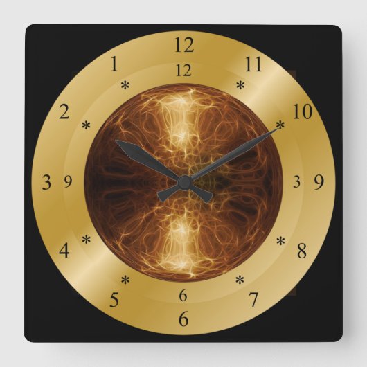 Zeit Maschinenuhr ~ Golden Electric Planet ~ * ~ Quadratische Wanduhr (Vorderseite)