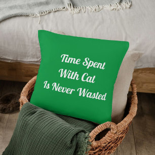 Zeit mit Cat Personalisiert Quoting Kelly Green Kissen