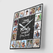 Zeit mit der Familie ist jeden zweiten Platz wert Quadratische Wanduhr (Winkel)