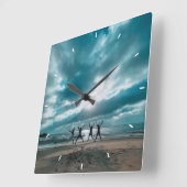 Zeit mit der Holzklappenzähleruhr Quadratische Wanduhr (Winkel)