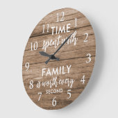 Zeit mit familiärem Zitat Typografie Rustikales Ho Große Wanduhr (Winkel)