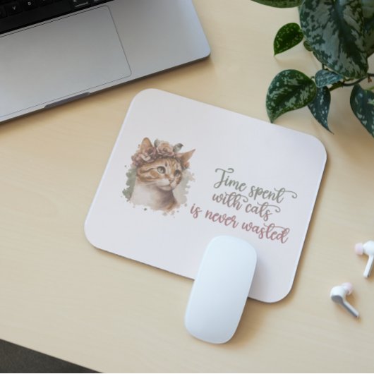 Zeit mit Katzen Niedliche Wasserfarbe Mousepad