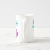 Zeit mit Katzen verbracht, Groovy Hright Blume Porzellantasse (Rückseite)