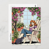 Zeit mit meinem Katzen, Kaffee und Pflanze verbrin Postkarte (Vorne/Hinten)