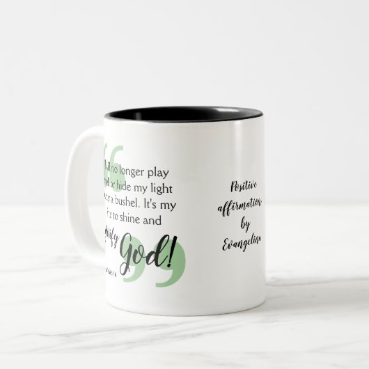 ZEIT, Positives Christliches Affirmationscoffe zu Zweifarbige Tasse (Vorderseite Links)