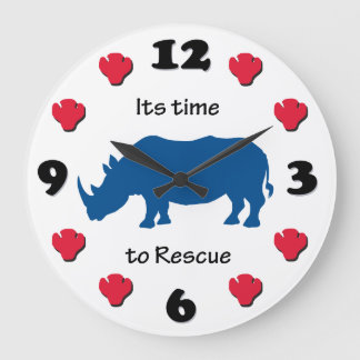 Zeit, Rhinos zu retten Große Wanduhr