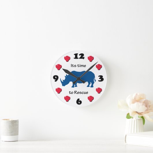 Zeit, Rhinozeros zu retten Runde Wanduhr (Zuhause)