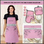 Zeit, rosa und schwarze Schürze zu backen