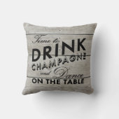 Zeit, rustikales schwarzes Kissen Champagne zu (Rückseite)