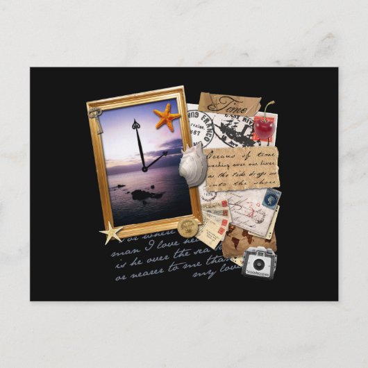 "Zeit" - Scrapbook/Collage Postkarte (Vorderseite)