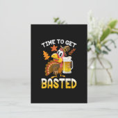 Zeit, sich die lustige Türkei Erntedank zu bekomme Einladung (Stehend Vorderseite)