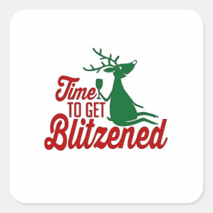 Zeit, um Blitzen zu bekommen Weihnachtsrentier  Quadratischer Aufkleber