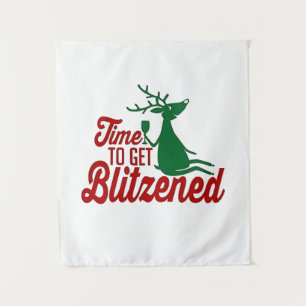 Zeit, um Blitzen zu bekommen Weihnachtsrentier  Wandteppich