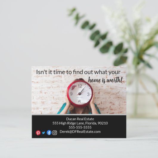 Zeit, um das echte Anwesen Marketing Postkarte zu (Stehend Vorderseite)