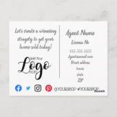 Zeit, um das echte Anwesen Marketing Postkarte zu  (Rückseite)