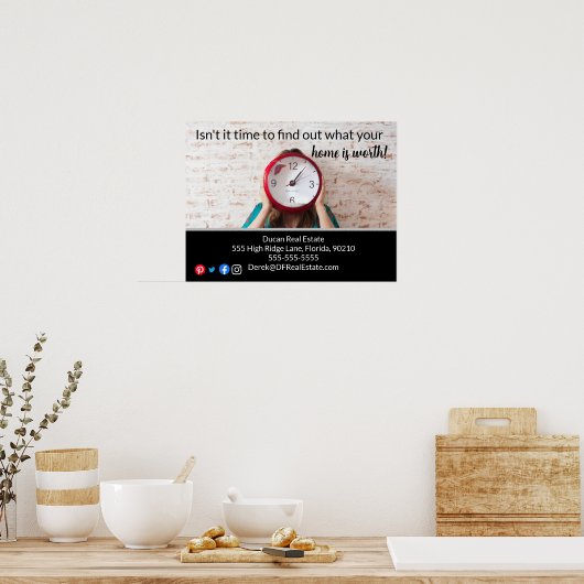 Zeit, um das echte Anwesen Marketing Postkarte zu  Poster (Küche)