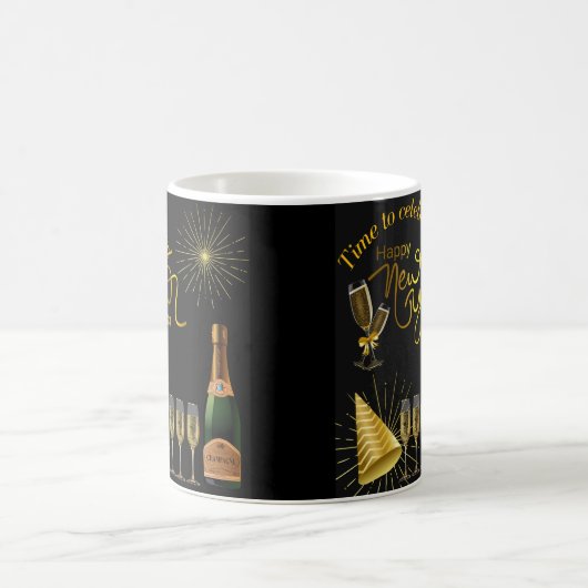 Zeit, um das glückliche neue Jahr 2023 zu feiern Kaffeetasse (Mittel)