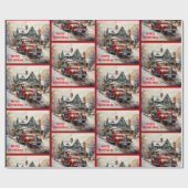 Zeit, um das Weihnachtsbaum Red Truck Geschenk zu  Geschenkpapier (Flach)
