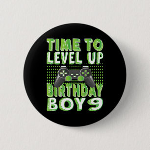 Zeit, um den Geburtstag des Jungen, der 9 Jahre al Button