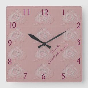 Zeit, um die Rose geprägt Rose Wanduhr riechen