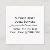 Zeit, um Doula einfache Schwangerschaft zu nennen Quadratische Visitenkarte (Rückseite)