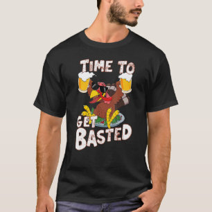 Zeit, um gebastetes Bier trinken Erntedank Tur T-Shirt