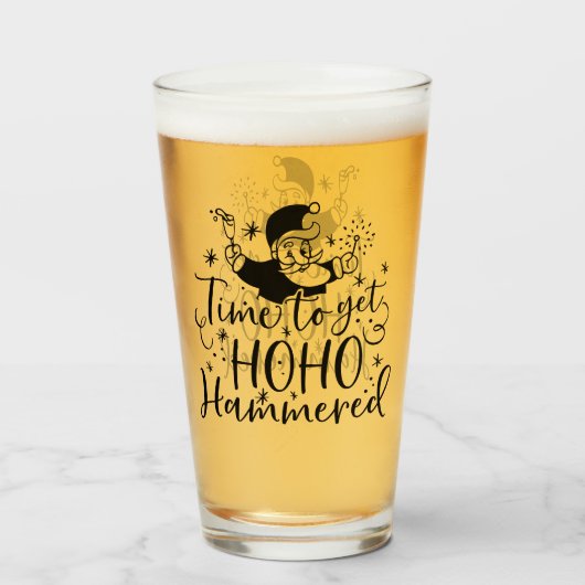 Zeit, um Ho Ho Hammered | XMAS Drinks Spaß Glas (Vorne (Gefüllt))