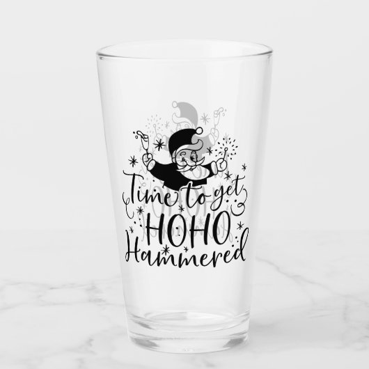 Zeit, um Ho Ho Hammered | XMAS Drinks Spaß Glas (Vorderseite)