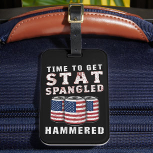Zeit, um mit Sternen besprenkelten Bierhammer USA- Gepäckanhänger