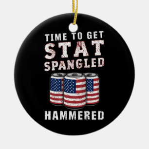 Zeit, um mit Sternen besprenkelten Bierhammer USA- Keramik Ornament