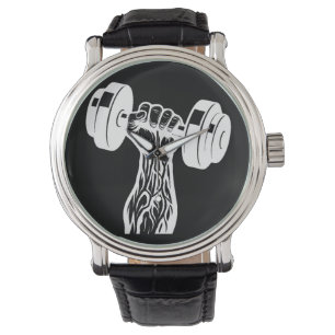 Zeit, um Veiny Hand Dumbell Gym beobachten Armbanduhr