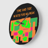 Zeit und Tipp-Logo pfirsichfarben Limon rosa gemus Große Wanduhr (Winkel)