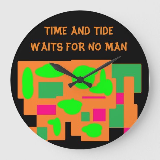 Zeit und Tipp-Logo pfirsichfarben Limon rosa gemus Große Wanduhr (Vorderseite)