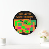 Zeit und Tipp-Logo pfirsichfarben Limon rosa gemus Große Wanduhr (Zuhause)