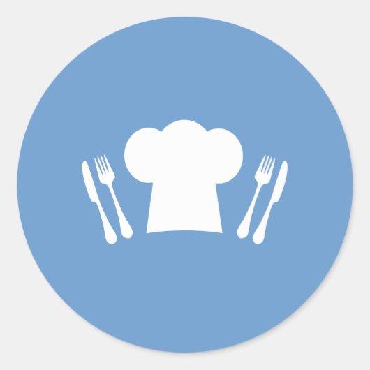 Zeit zu essen! Koch Hut, Messer und Gabel Runder Aufkleber (Vorderseite)