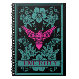 ZEIT ZU FLIEGEN - Exotische rosa Vögel/duskyblaue Notizblock