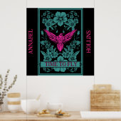 ZEIT ZU FLIEGEN - Exotische rosa Vögel/duskyblaue  Poster (Küche)