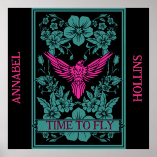 ZEIT ZU FLIEGEN - Exotische rosa Vögel/duskyblaue Poster