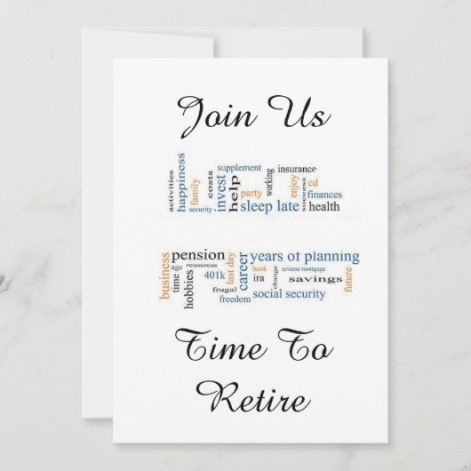 "ZEIT ZU RETIRE" RETIREMENT PARTY CELEBRATION EINLADUNG (Vorderseite)